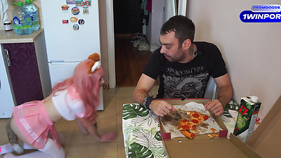 Pushed it under my stepsister's tail.