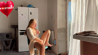 Seducing a neighbor. Public masturbation