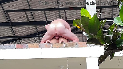 Real Exhibitionist Couple Fucking in Villa Balcony