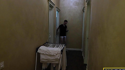 SISPORN. Russian cutie pays stebro for silence with sex being caught masturbating