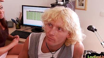 Brit ladybosses pegging useless coworker