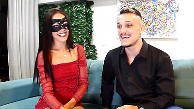 Brunette babe sucks dick and fucks in cowgirl posing