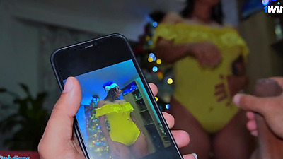 MERRY CHRISTMAS! Horny chick rides her friend's dick - JENIFER PLAY