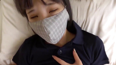 Slender 18-year-old Nemu-chan. Shaved pussy creampie sex. Uncensored 2