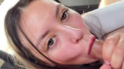 Babe Next Door Paid with Blowjob to Neighbor in Car for Drive her to College!! Cum in Mouth Swallow