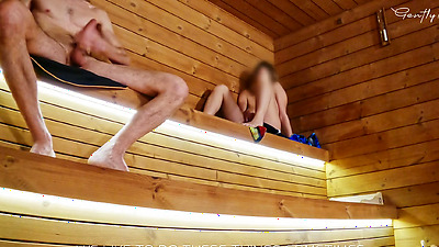 SAUNA ADVENTURE PT2: I stay alone with the slutty woman She makes me cum while her boyfriend is away
