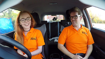 Fake Driving School - British ginger girl Ella Hughes gets her perfect pussy fucked during driving l