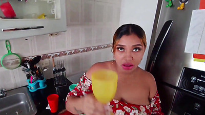 my older Mexican stepsister happy to see my small penis again