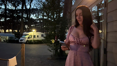 Hot brunette cheats on her boyfriend with her camping neighbor