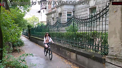 I flash my pussy and tits while riding a bike through the streets of Budapest - DOLLSCULT