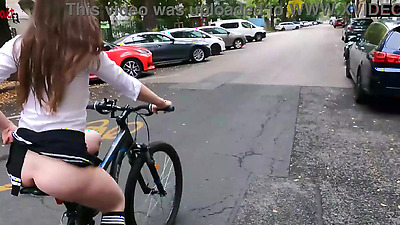 I flash my pussy and tits while riding a bike through the streets of Budapest - DOLLSCULT