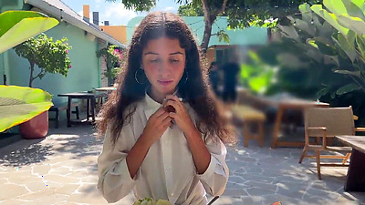 I asked a friend to cum on my face in a cafe so I could eat food with sperm - Public Cumwalk