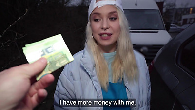 Public Agent Blonde Pizza Delivery babe with BIG NATURAL BOOBS gets her wet pussy filled