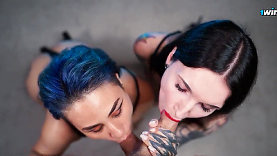 Lucky fan won two butt sluts and filled her anal hole