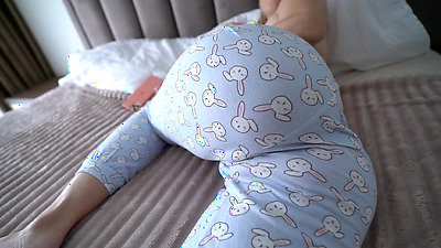 Stepmom seduces stepson by watching porn in morning with door open pussy