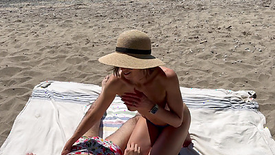Wife begs for double creampie on public beach from husband and his friend / Amateur Hotwife