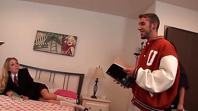 Petite college teen chick gangbanged by her classmates