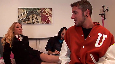 Petite college teen chick gangbanged by her classmates