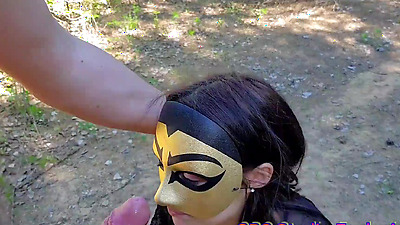 Model Kein Kana walks in forest