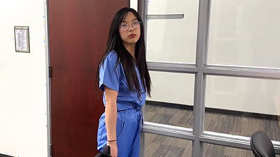 Creepy Doctor Convinces Young Asian Medical Intern to Fuck to Get Ahead glasses