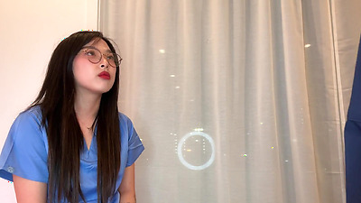 Creepy Doctor Convinces Young Asian Medical Intern to Fuck to Get Ahead glasses