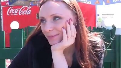 Hot redhead fucking in a park