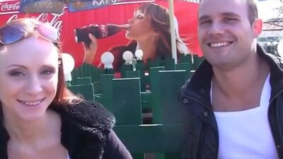 Hot redhead fucking in a park