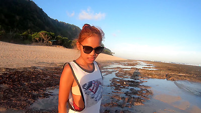 Big Booty Thai Amateur Girlfriend Horny Sex After Being On A Beach