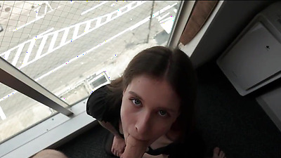 Brunette chick sucks my shaft like a pro