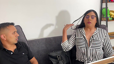 They bring me a teacher to teach me, but I fuck her and make her suck my cock