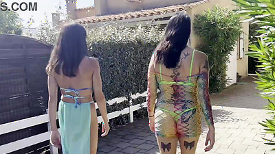 Lesbian duo with Adeline Lafouine anal big dildo fist and double fist for our asses