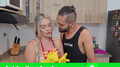 My Boss's Son Seduces Me And His Step Father Surprises Us Fucking In The Kitchen Kourtney Love