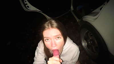 Took a Pretty Chick to the Night Forest to Fuck her Pussy and Mouth in the Car - MIRARI