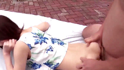 Dirty Japanese school-chick gets screwed stiff in her tight labia - extraordinaire outdoor JAV!