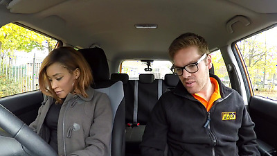 Fake Driving School - Ebony hottie KIKI MINAJ having sex in a car in a PUBLIC area