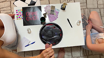 The Cum Contest Two Girls Hot CFNM Dice Challenge with Precum Weighing Try not to Cum Style Stroking