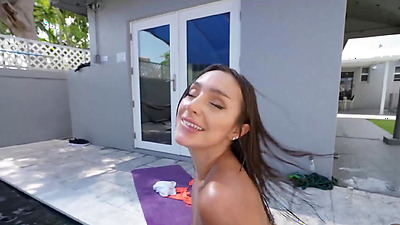 BANGBROS - Sexy Sisi Rose Has Hot Pool Sex With Derek Savage And She Swallows Him Cum