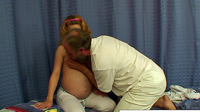 Cute and pregnant teen fucks a much older man 3