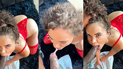 Bubbly Wet Throat swallowing a Fat BBC