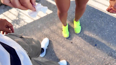 Cheating StepMom! StepSon Fucked StepMom in Mouth at a Bus Stop