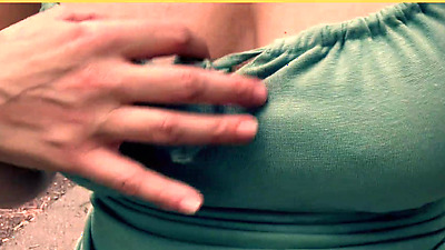 Wife flashes her tits in risky public dare