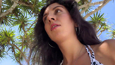 Walking with hot cum on my face on a public beach full of people - Cumwalk