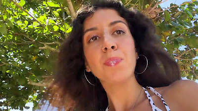 Walking with hot cum on my face on a public beach full of people - Cumwalk