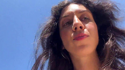 Walking with hot cum on my face on a public beach full of people - Cumwalk