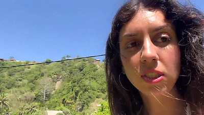 Walking with hot cum on my face on a public beach full of people - Cumwalk