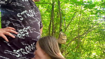 Amateur Slim Teen Gives Blowjob And Fucked In The Woods