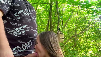 Amateur Slim Teen Gives Blowjob And Fucked In The Woods
