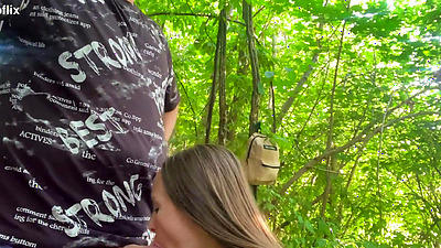 Amateur Slim Teen Gives Blowjob And Fucked In The Woods