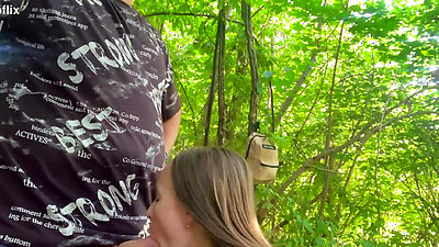 Amateur Slim Teen Gives Blowjob And Fucked In The Woods