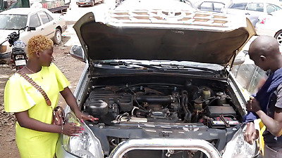 The mechanic makes me squirt his penis deep in my arse while troubleshooting my vehicle at the garage with his long dick